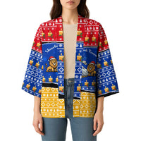 Armenia Christmas Kimono with Shnorhavor Surb Tsnund Lions Flag Colors and Coat of Arms - Wonder Print Shop