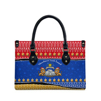 Armenia Christmas Leather Bag with Shnorhavor Surb Tsnund Lions Flag Colors and Coat of Arms - Wonder Print Shop