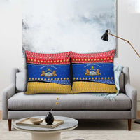 Armenia Christmas Pillow Cover with Shnorhavor Surb Tsnund Lions Flag Colors and Coat of Arms - Wonder Print Shop