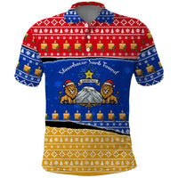 Armenia Christmas Polo Shirt with Shnorhavor Surb Tsnund Lions Flag Colors and Coat of Arms - Wonder Print Shop