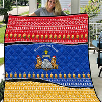 Armenia Christmas Quilt with Shnorhavor Surb Tsnund Lions Flag Colors and Coat of Arms - Wonder Print Shop