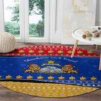 Armenia Christmas Round Carpet with Shnorhavor Surb Tsnund Lions Flag Colors and Coat of Arms - Wonder Print Shop