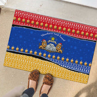Armenia Christmas Rubber Doormat with Shnorhavor Surb Tsnund Lions Flag Colors and Coat of Arms - Wonder Print Shop