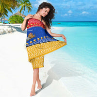 Armenia Christmas Sarong with Shnorhavor Surb Tsnund Lions Flag Colors and Coat of Arms - Wonder Print Shop