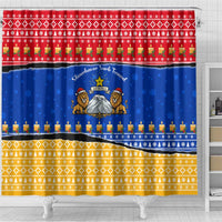Armenia Christmas Shower Curtain with Shnorhavor Surb Tsnund Lions Flag Colors and Coat of Arms - Wonder Print Shop