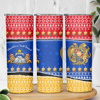 Armenia Christmas Skinny Tumbler with Shnorhavor Surb Tsnund Lions Flag Colors and Coat of Arms - Wonder Print Shop