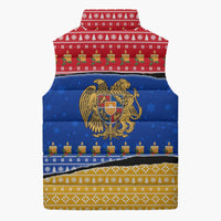 Armenia Christmas Sleeveless Puffer Jacket with Shnorhavor Surb Tsnund Lions Flag Colors and Coat of Arms - Wonder Print Shop