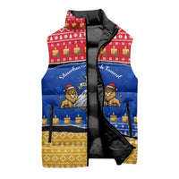 Armenia Christmas Sleeveless Puffer Jacket with Shnorhavor Surb Tsnund Lions Flag Colors and Coat of Arms - Wonder Print Shop