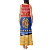 Armenia Christmas Tank Maxi Dress with Shnorhavor Surb Tsnund Lions Flag Colors and Coat of Arms - Wonder Print Shop