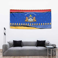 Armenia Christmas Tapestry with Shnorhavor Surb Tsnund Lions Flag Colors and Coat of Arms - Wonder Print Shop