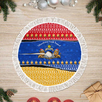Armenia Christmas Tree Skirt with Shnorhavor Surb Tsnund Lions Flag Colors and Coat of Arms - Wonder Print Shop