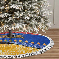 Armenia Christmas Tree Skirt with Shnorhavor Surb Tsnund Lions Flag Colors and Coat of Arms - Wonder Print Shop