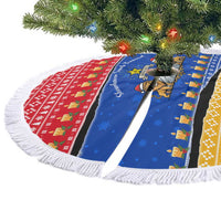 Armenia Christmas Tree Skirt with Shnorhavor Surb Tsnund Lions Flag Colors and Coat of Arms - Wonder Print Shop