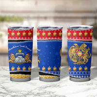 Armenia Christmas Tumbler Cup with Shnorhavor Surb Tsnund Lions Flag Colors and Coat of Arms - Wonder Print Shop