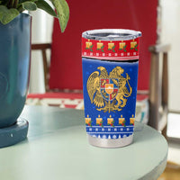 Armenia Christmas Tumbler Cup with Shnorhavor Surb Tsnund Lions Flag Colors and Coat of Arms - Wonder Print Shop
