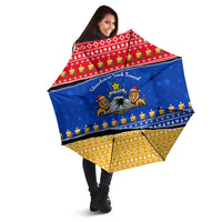 Armenia Christmas Umbrella with Shnorhavor Surb Tsnund Lions Flag Colors and Coat of Arms - Wonder Print Shop