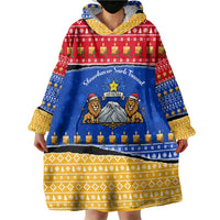 Armenia Christmas Wearable Blanket Hoodie with Shnorhavor Surb Tsnund Lions Flag Colors and Coat of Arms - Wonder Print Shop
