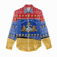 Armenia Christmas Women Casual Shirt with Shnorhavor Surb Tsnund Lions Flag Colors and Coat of Arms - Wonder Print Shop