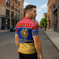 Armenia Christmas Zipper Polo Shirt with Shnorhavor Surb Tsnund Lions Flag Colors and Coat of Arms - Wonder Print Shop