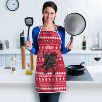 Austria Christmas Apron with German Text Red Pattern and Festive Lights - Wonder Print Shop
