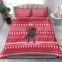 Austria Christmas Bedding Set with German Text Red Pattern and Festive Lights - Wonder Print Shop