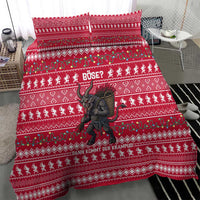 Austria Christmas Bedding Set with German Text Red Pattern and Festive Lights - Wonder Print Shop