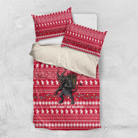 Austria Christmas Bedding Set with German Text Red Pattern and Festive Lights - Wonder Print Shop