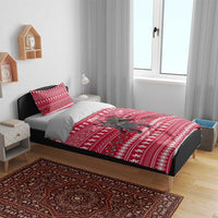 Austria Christmas Bedding Set with German Text Red Pattern and Festive Lights - Wonder Print Shop