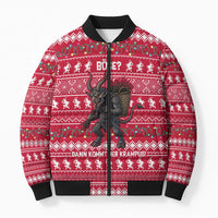 Austria Christmas Bomber Puffer Jacket with German Text Red Pattern and Festive Lights - Wonder Print Shop