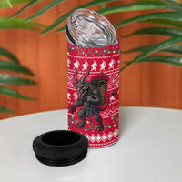 Austria Christmas 4 in 1 Can Cooler Tumbler with German Text Red Pattern and Festive Lights - Wonder Print Shop
