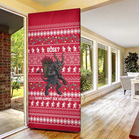 Austria Christmas Door Cover with German Text Red Pattern and Festive Lights - Wonder Print Shop