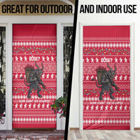 Austria Christmas Door Cover with German Text Red Pattern and Festive Lights - Wonder Print Shop