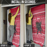 Austria Christmas Door Cover with German Text Red Pattern and Festive Lights - Wonder Print Shop