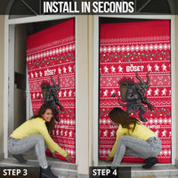Austria Christmas Door Cover with German Text Red Pattern and Festive Lights - Wonder Print Shop