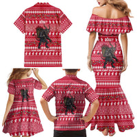 Austria Christmas Family Matching Mermaid Dress and Hawaiian Shirt with German Text Red Pattern and Festive Lights - Wonder Print Shop