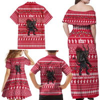 Austria Christmas Family Matching Off Shoulder Maxi Dress and Hawaiian Shirt with German Text Red Pattern and Festive Lights - Wonder Print Shop