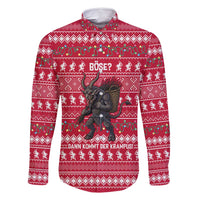 Austria Christmas Family Matching Off Shoulder Maxi Dress and Hawaiian Shirt with German Text Red Pattern and Festive Lights - Wonder Print Shop