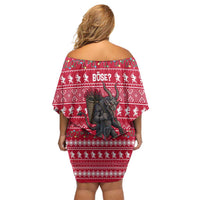 Austria Christmas Family Matching Off Shoulder Short Dress and Hawaiian Shirt with German Text Red Pattern and Festive Lights - Wonder Print Shop