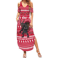 Austria Christmas Family Matching Summer Maxi Dress and Hawaiian Shirt with German Text Red Pattern and Festive Lights - Wonder Print Shop