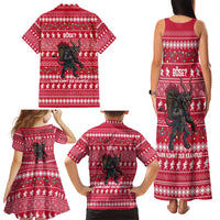 Austria Christmas Family Matching Tank Maxi Dress and Hawaiian Shirt with German Text Red Pattern and Festive Lights - Wonder Print Shop