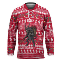Austria Christmas Hockey Jersey with German Text Red Pattern and Festive Lights - Wonder Print Shop