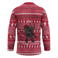 Austria Christmas Hockey Jersey with German Text Red Pattern and Festive Lights - Wonder Print Shop