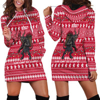 Austria Christmas Hoodie Dress with German Text Red Pattern and Festive Lights - Wonder Print Shop