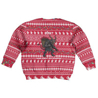 Austria Christmas Kid Ugly Christmas Sweater with German Text Red Pattern and Festive Lights - Wonder Print Shop