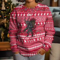 Austria Christmas Kid Ugly Christmas Sweater with German Text Red Pattern and Festive Lights - Wonder Print Shop