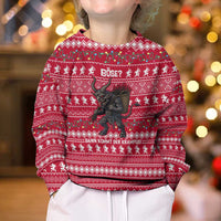 Austria Christmas Kid Ugly Christmas Sweater with German Text Red Pattern and Festive Lights - Wonder Print Shop