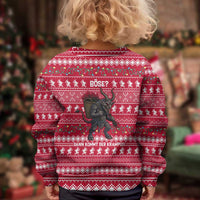 Austria Christmas Kid Ugly Christmas Sweater with German Text Red Pattern and Festive Lights - Wonder Print Shop
