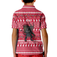 Austria Christmas Kid Polo Shirt with German Text Red Pattern and Festive Lights - Wonder Print Shop