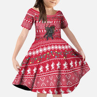 Austria Christmas Kid Short Sleeve Dress with German Text Red Pattern and Festive Lights - Wonder Print Shop