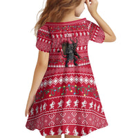 Austria Christmas Kid Short Sleeve Dress with German Text Red Pattern and Festive Lights - Wonder Print Shop